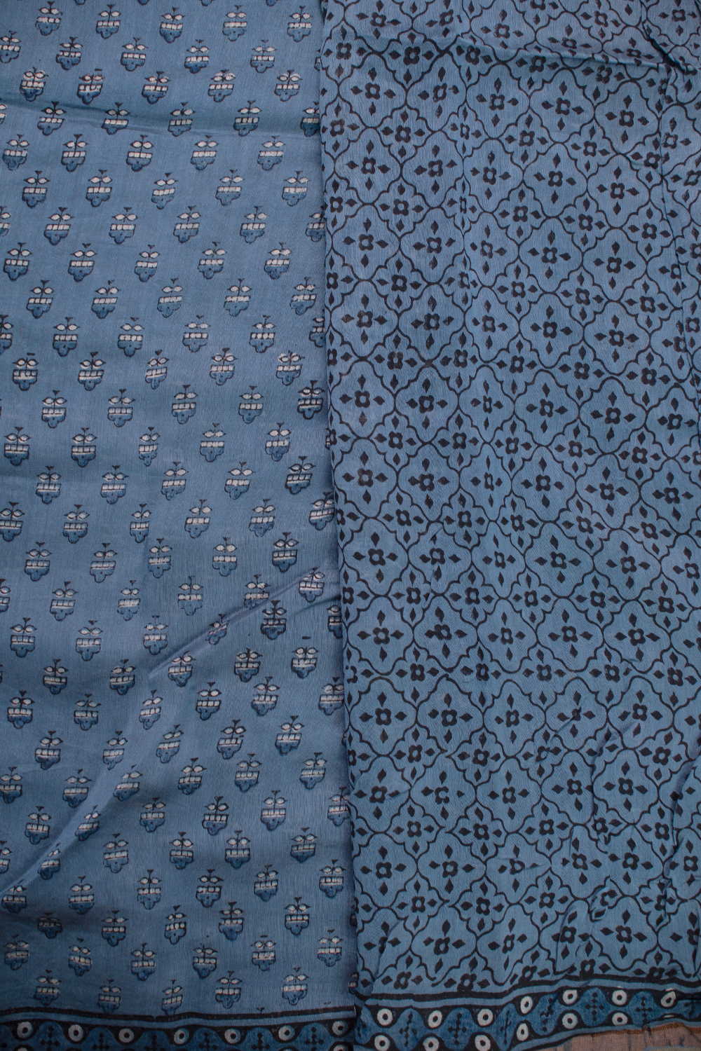 Blue Ajrak Chanderi saree - Image 4