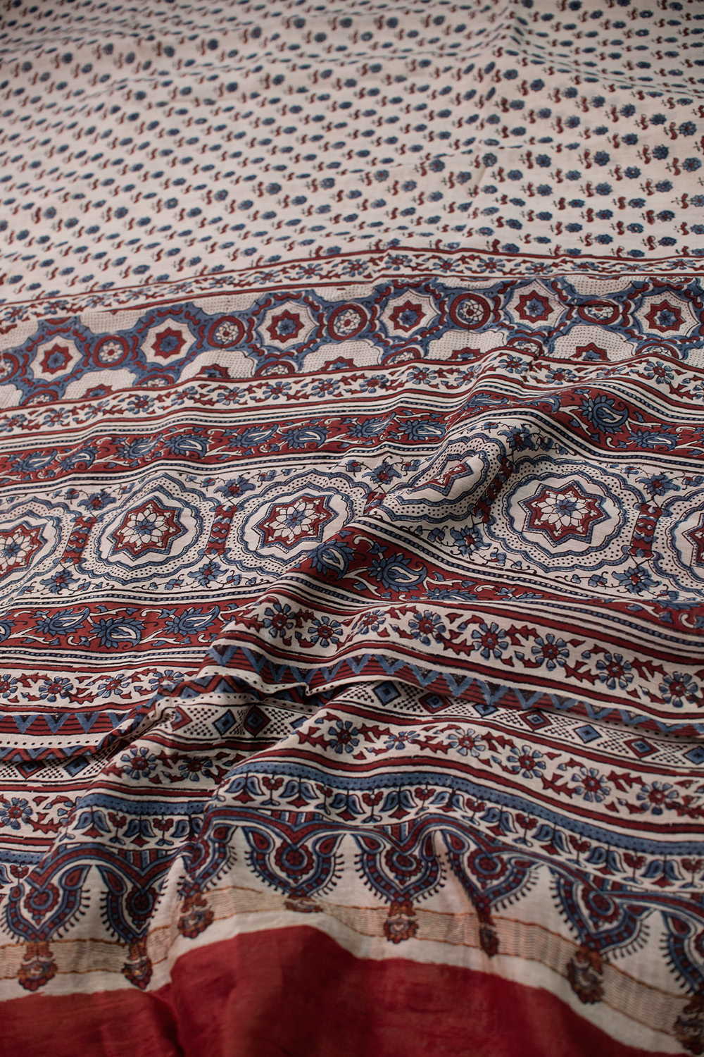 Mini Florets Ajrak Chanderi saree - Image 3