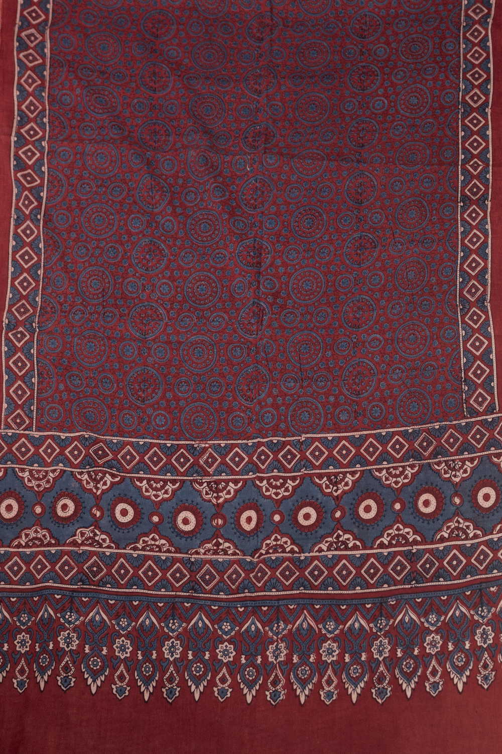 Muted Maroon Ajrak Cotton Dupatta - Image 3