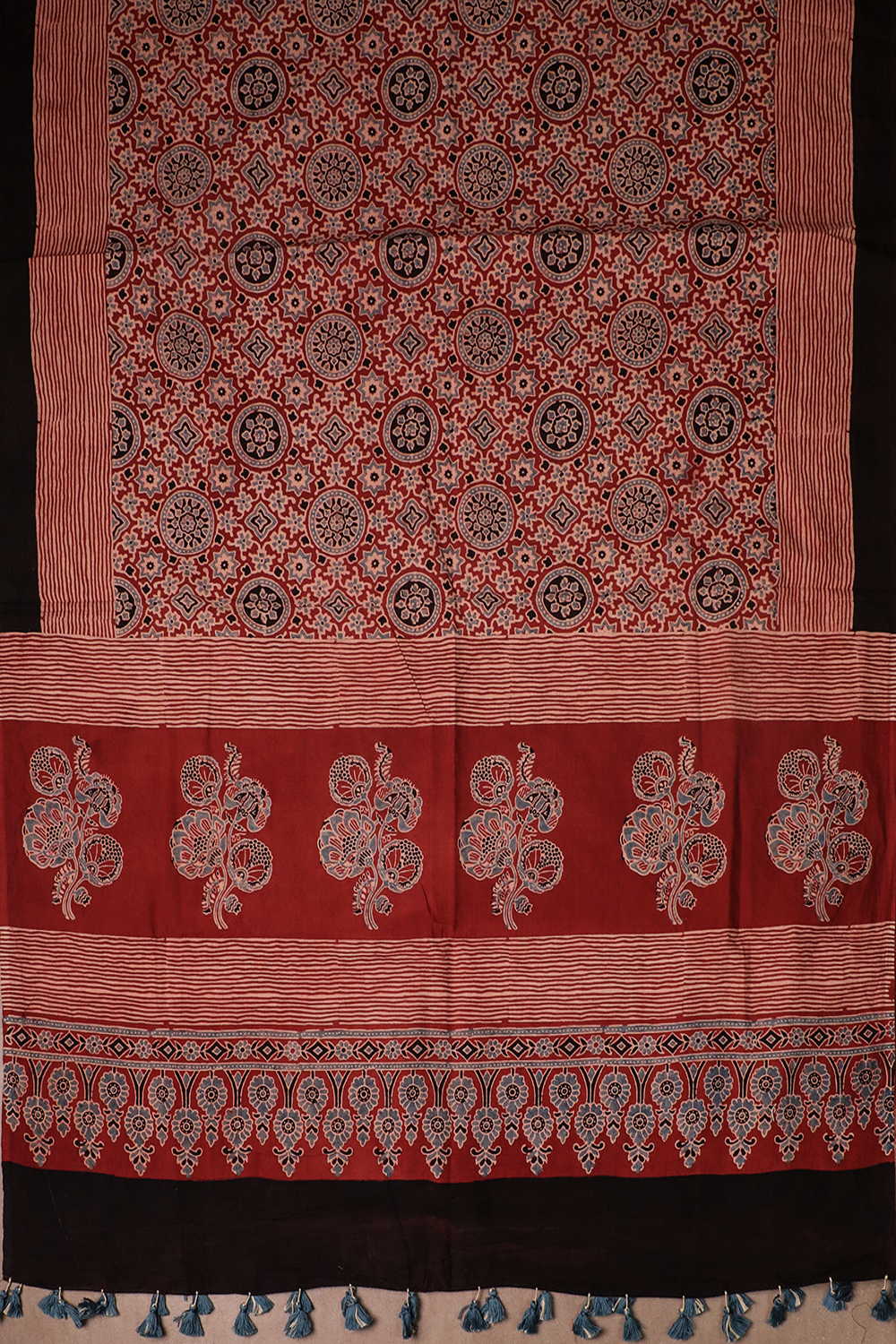 Maroon - Intricate Design Ajrak Cotton Dupatta - Image 2