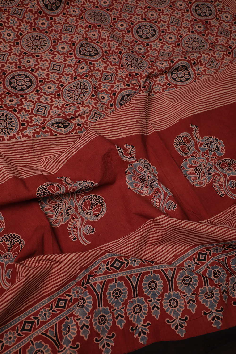 Maroon - Intricate Design Ajrak Cotton Dupatta - Image 3