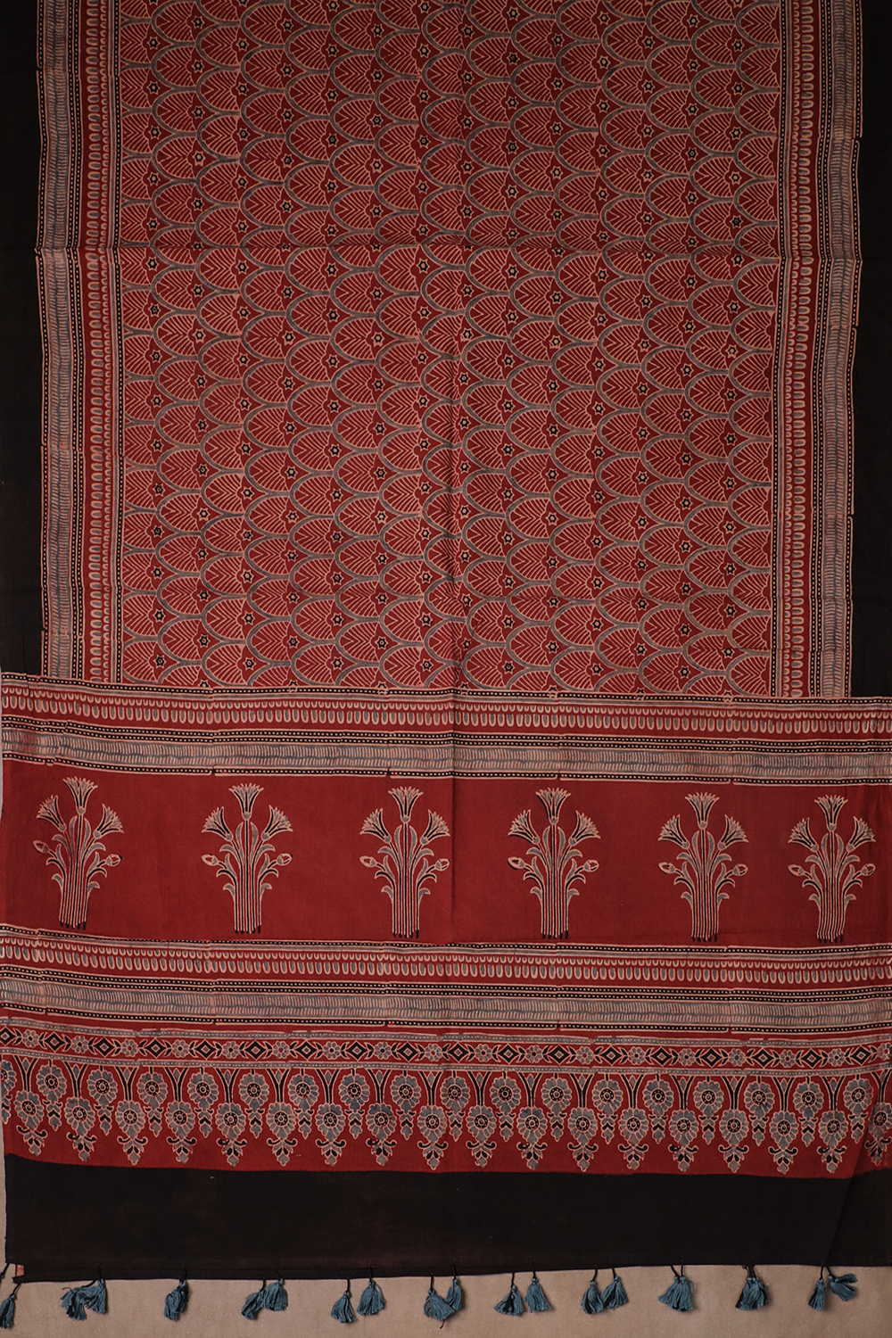 Maroon Patterned Ajrak Cotton Dupatta - Image 2