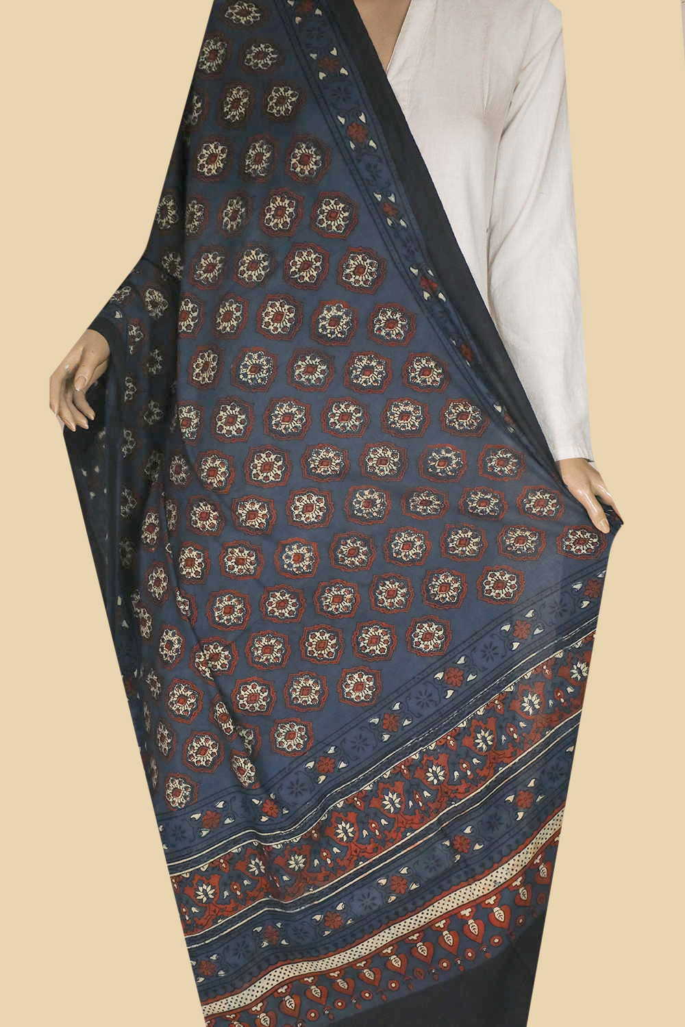 Indigo Mandala Ajrak Cotton Dupatta