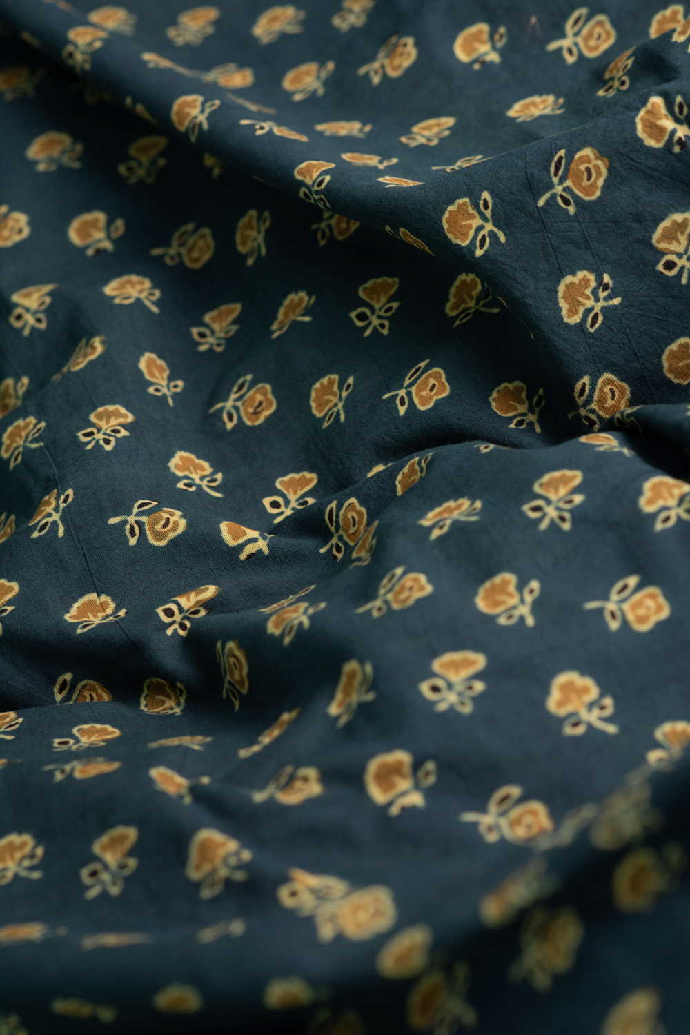 Gree with orange Ajrak Cotton Fabric - Image 3