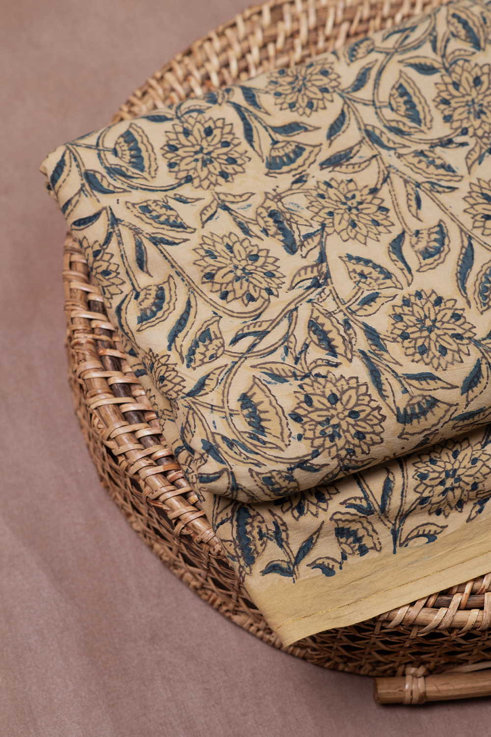Leafy Garden Ajrak Cotton Fabric