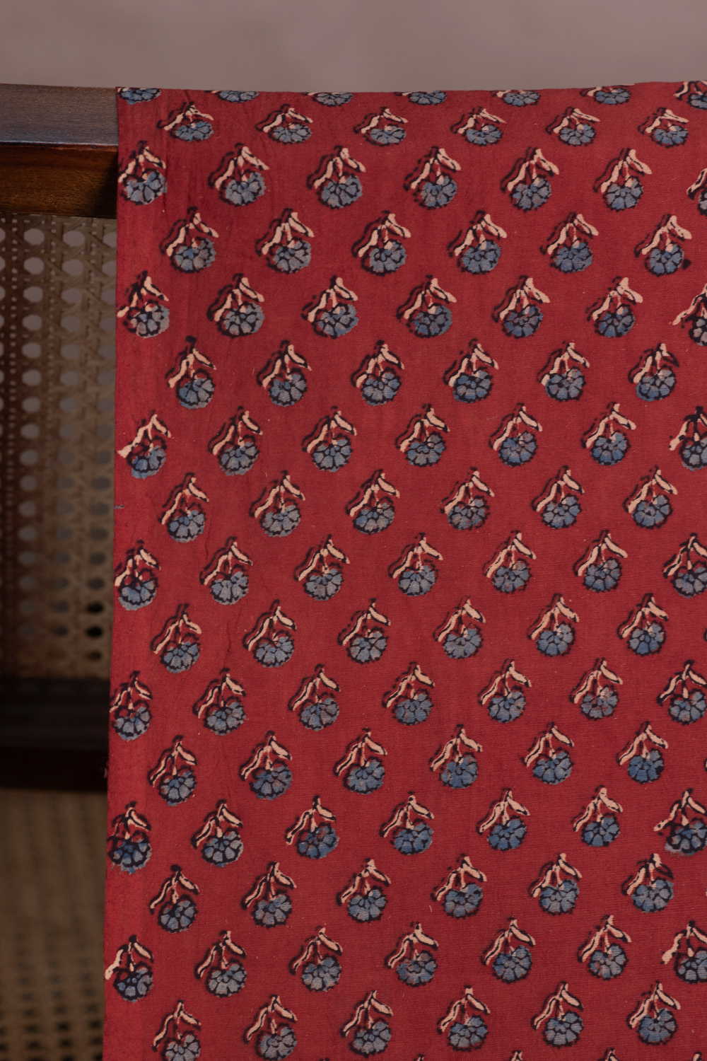 Mini Bloom - Maroon Ajrak Cotton Fabric - Image 2