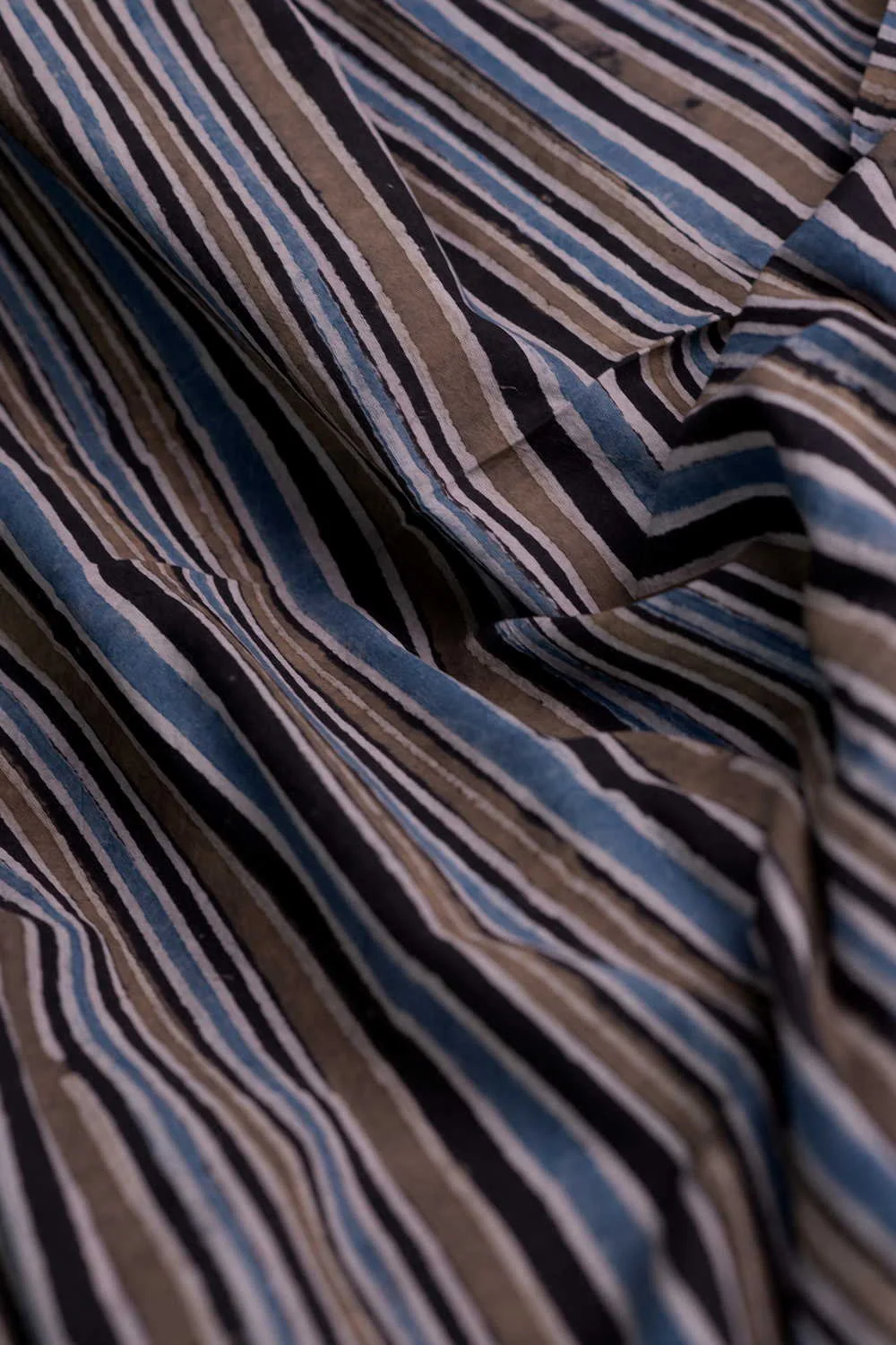 Line Pattern Ajrak Cotton Fabric - Image 3
