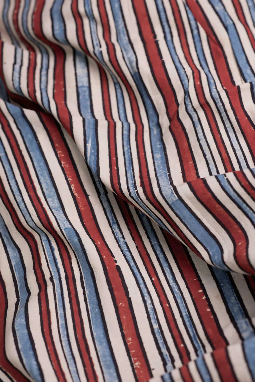 Multi-Color Stripe Ajrak Cotton Fabric - Image 3