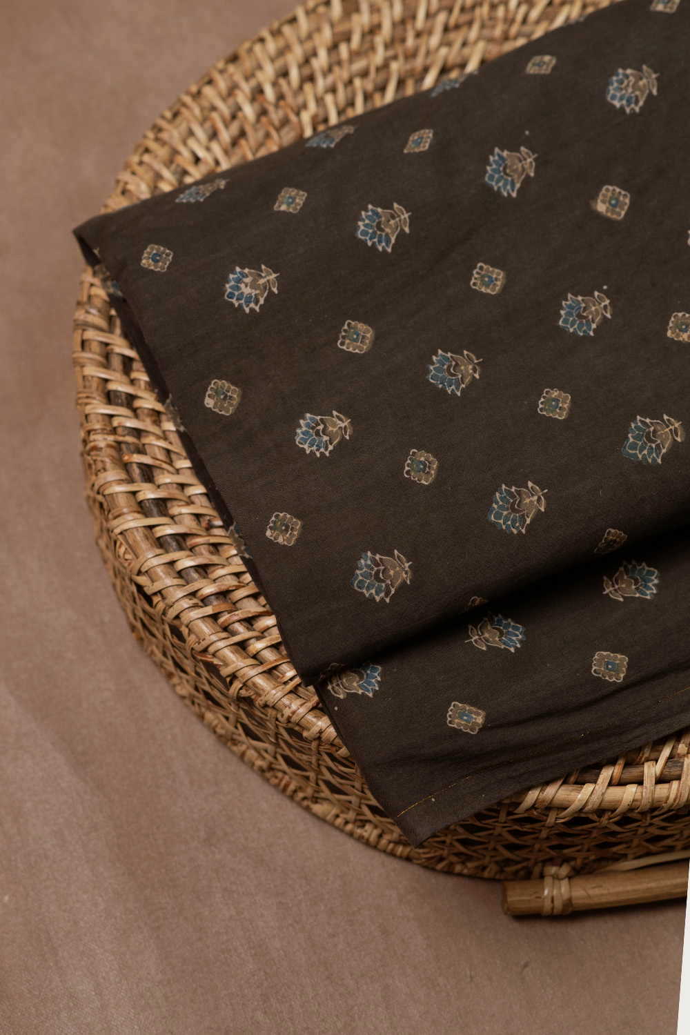 Motifs - Greyish Brown Ajrak Cotton Fabric