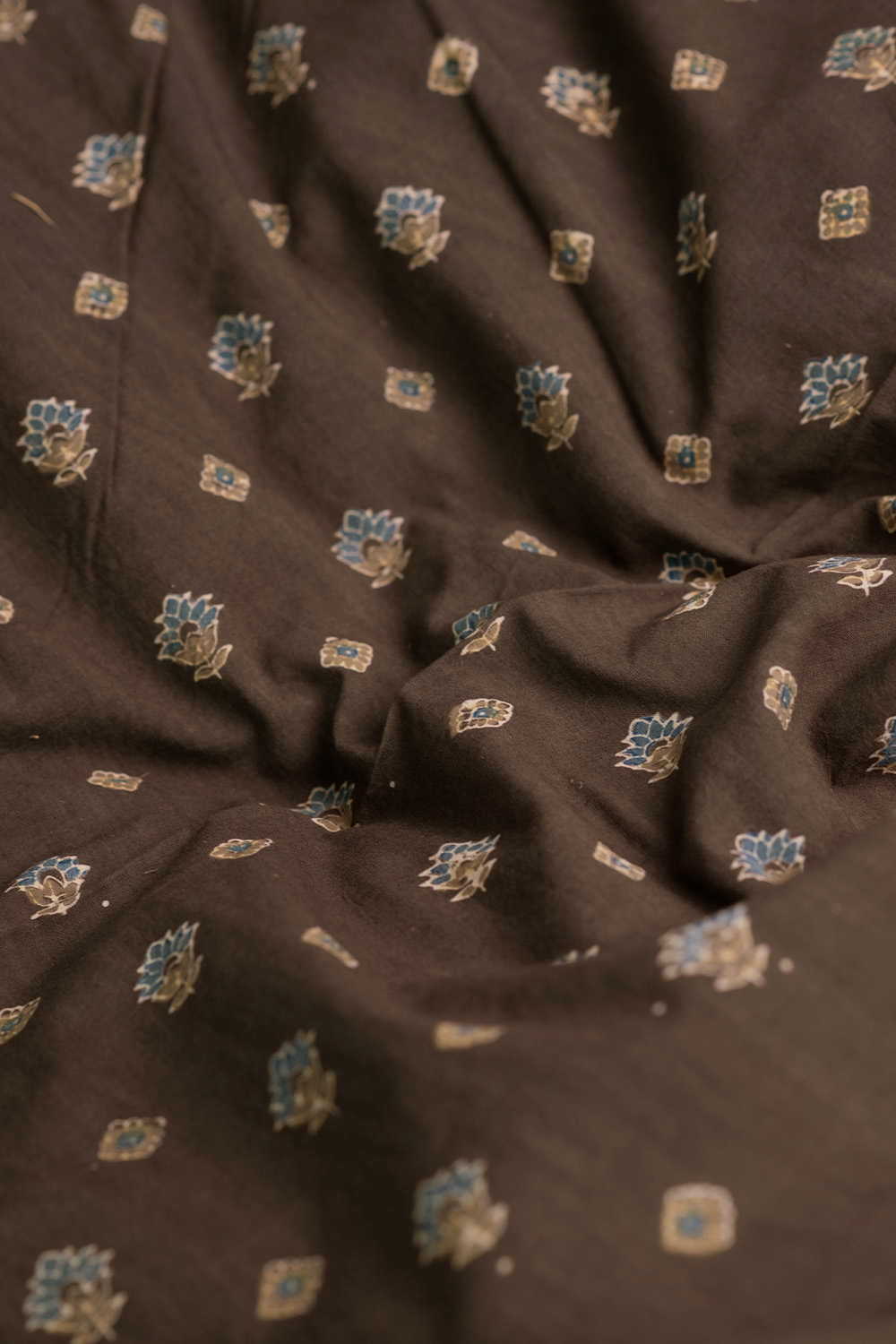 Motifs - Greyish Brown Ajrak Cotton Fabric - Image 3