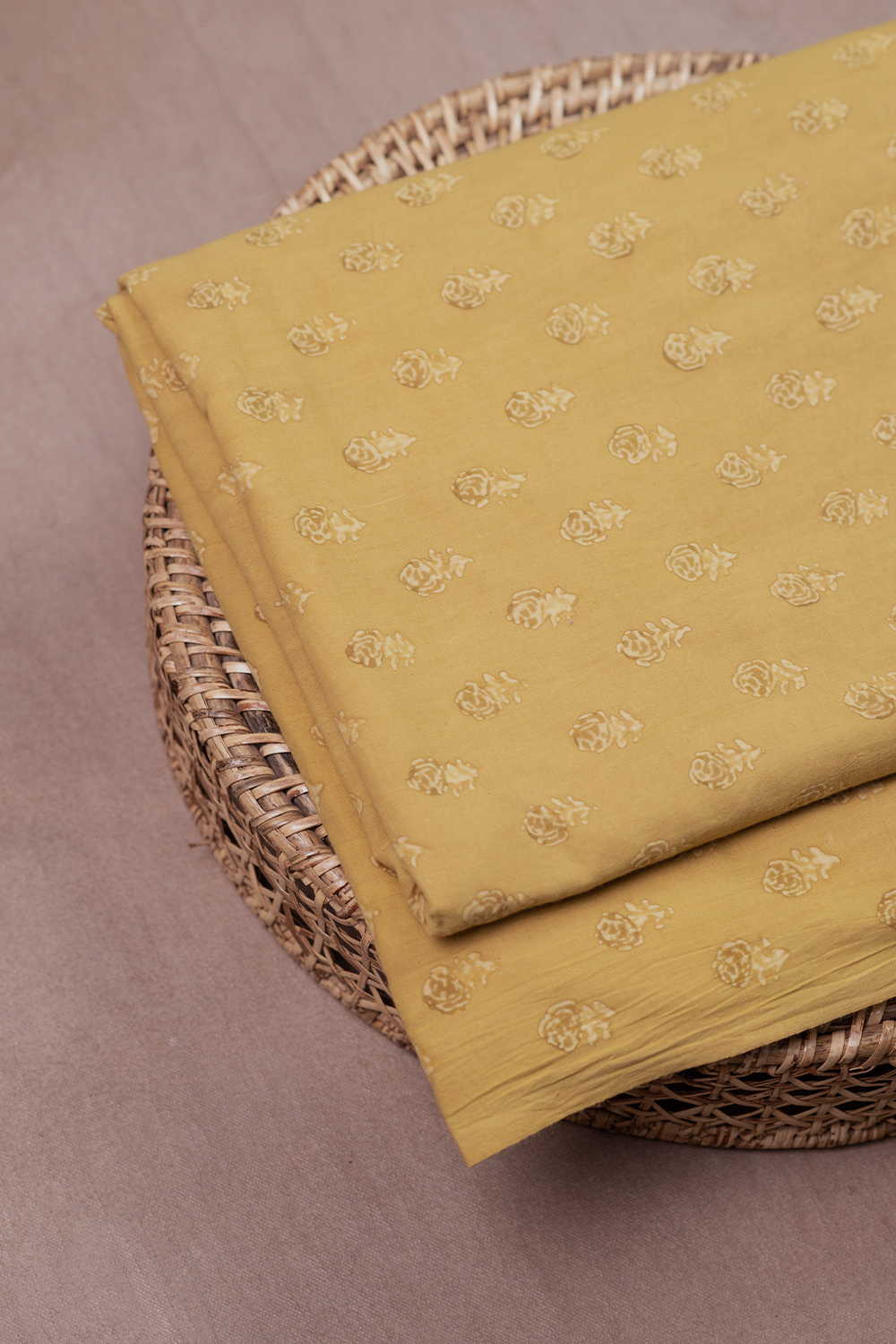 Yellow Ajrak Cotton Fabric