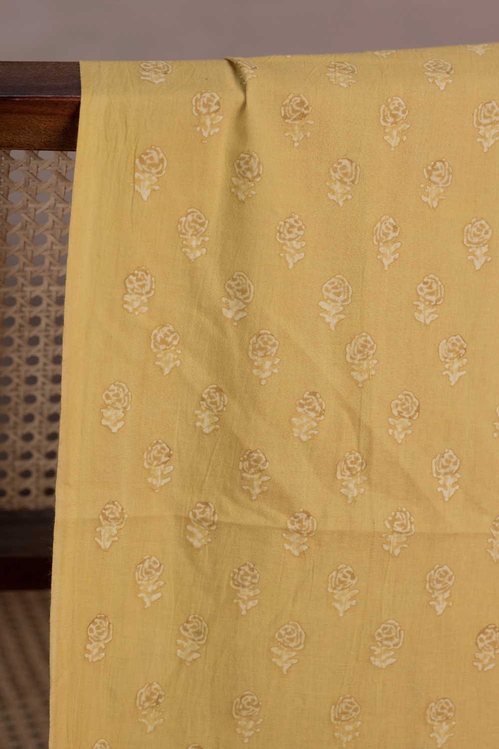 Yellow Ajrak Cotton Fabric - Image 2