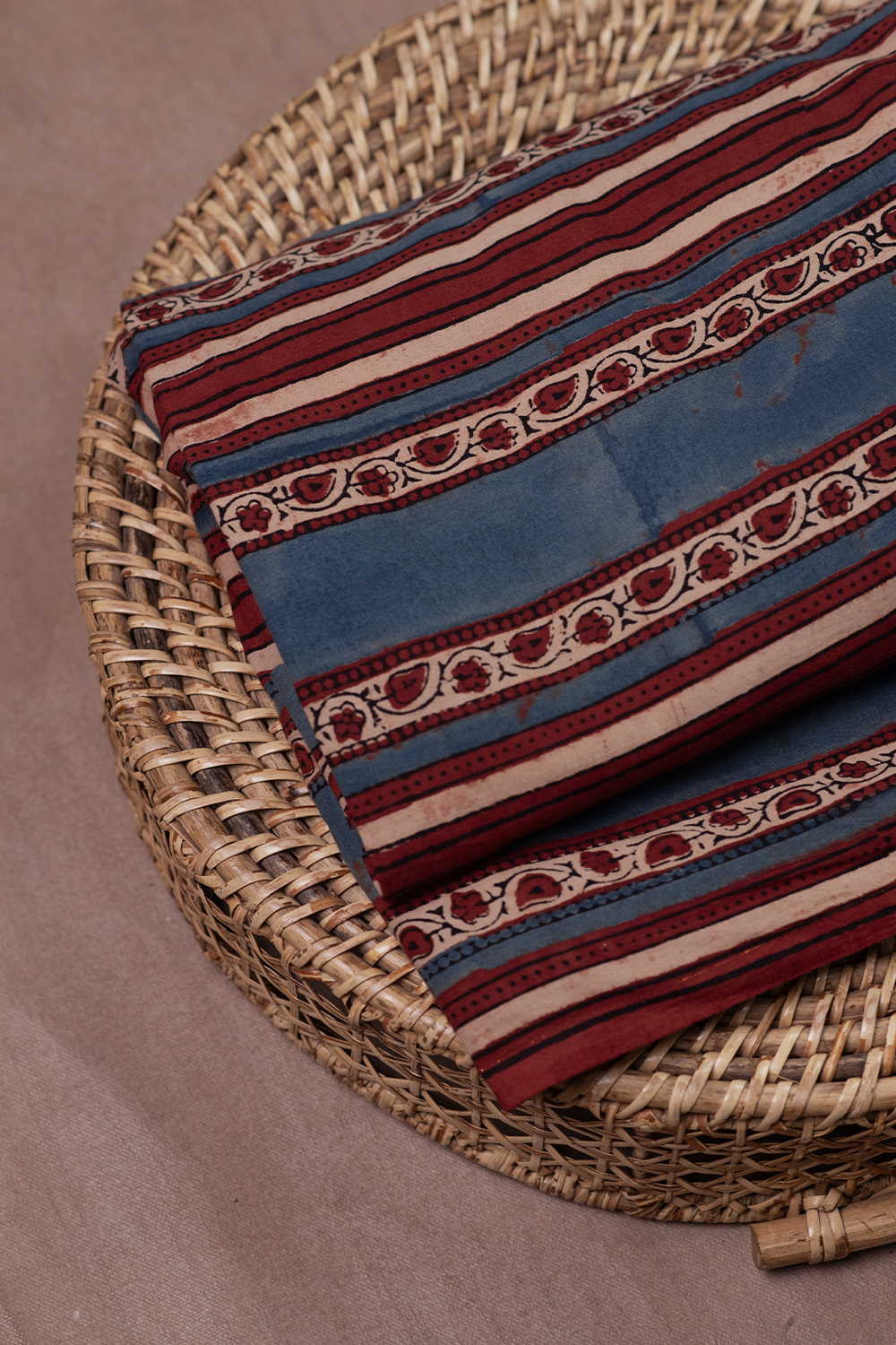 Maroon with Indigo Ajrak Cotton Fabric