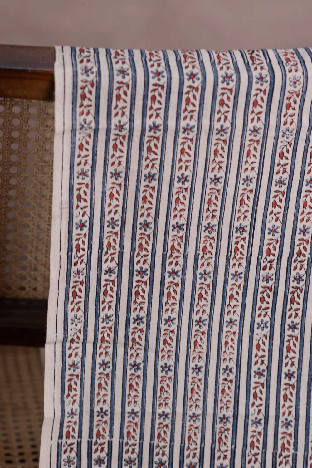 Intricate Blossom Lines Ajrak Cotton Fabric