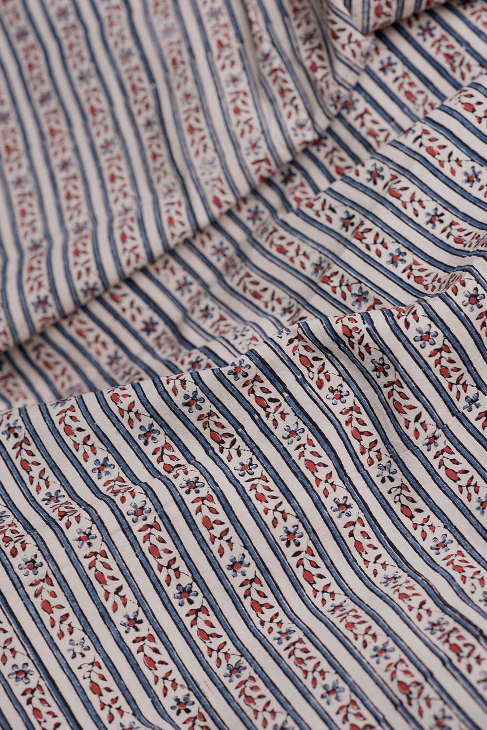 Intricate Blossom Lines Ajrak Cotton Fabric - Image 3