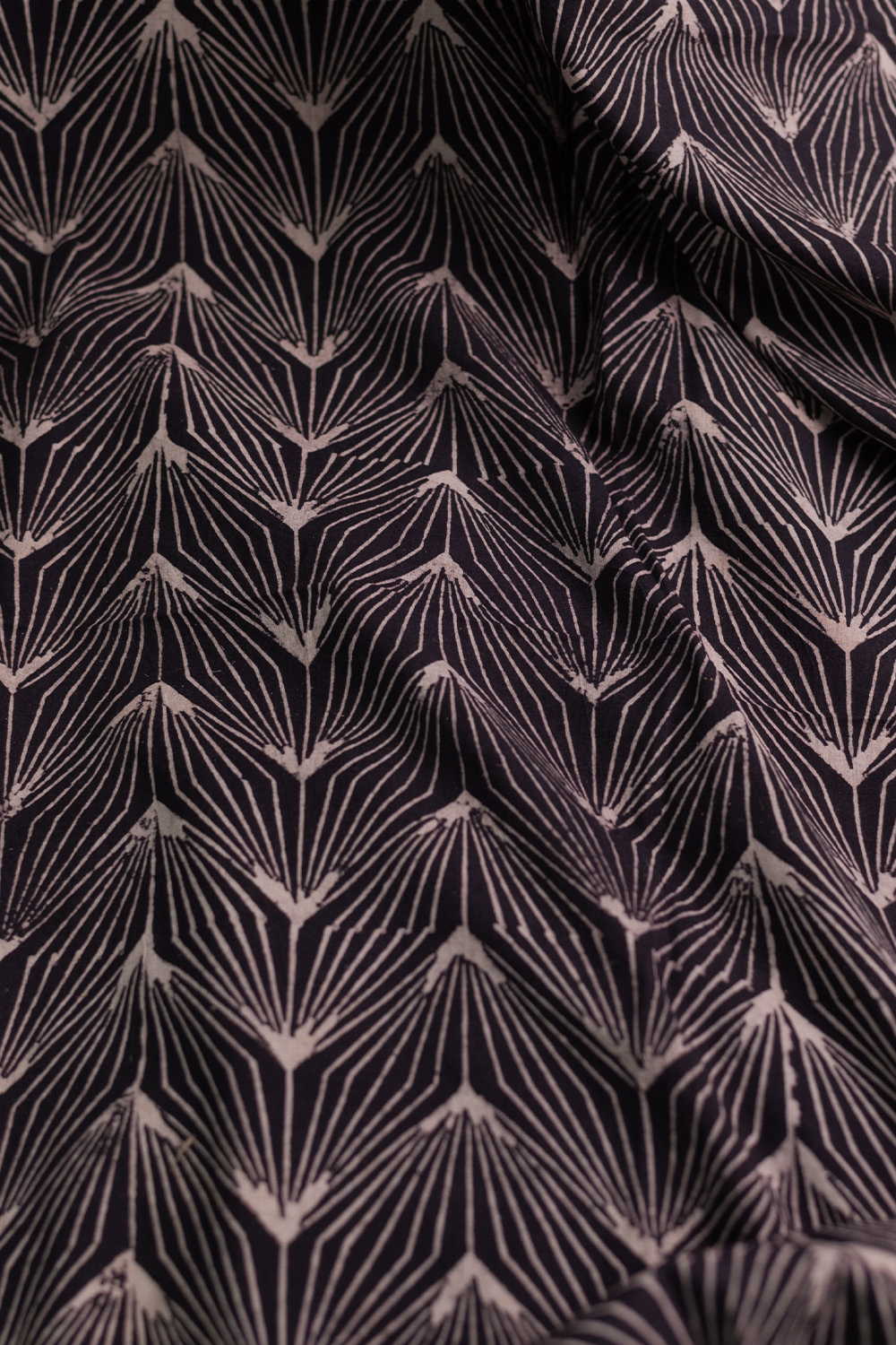 Black with Pattern Ajrak Cotton Fabric - Image 3