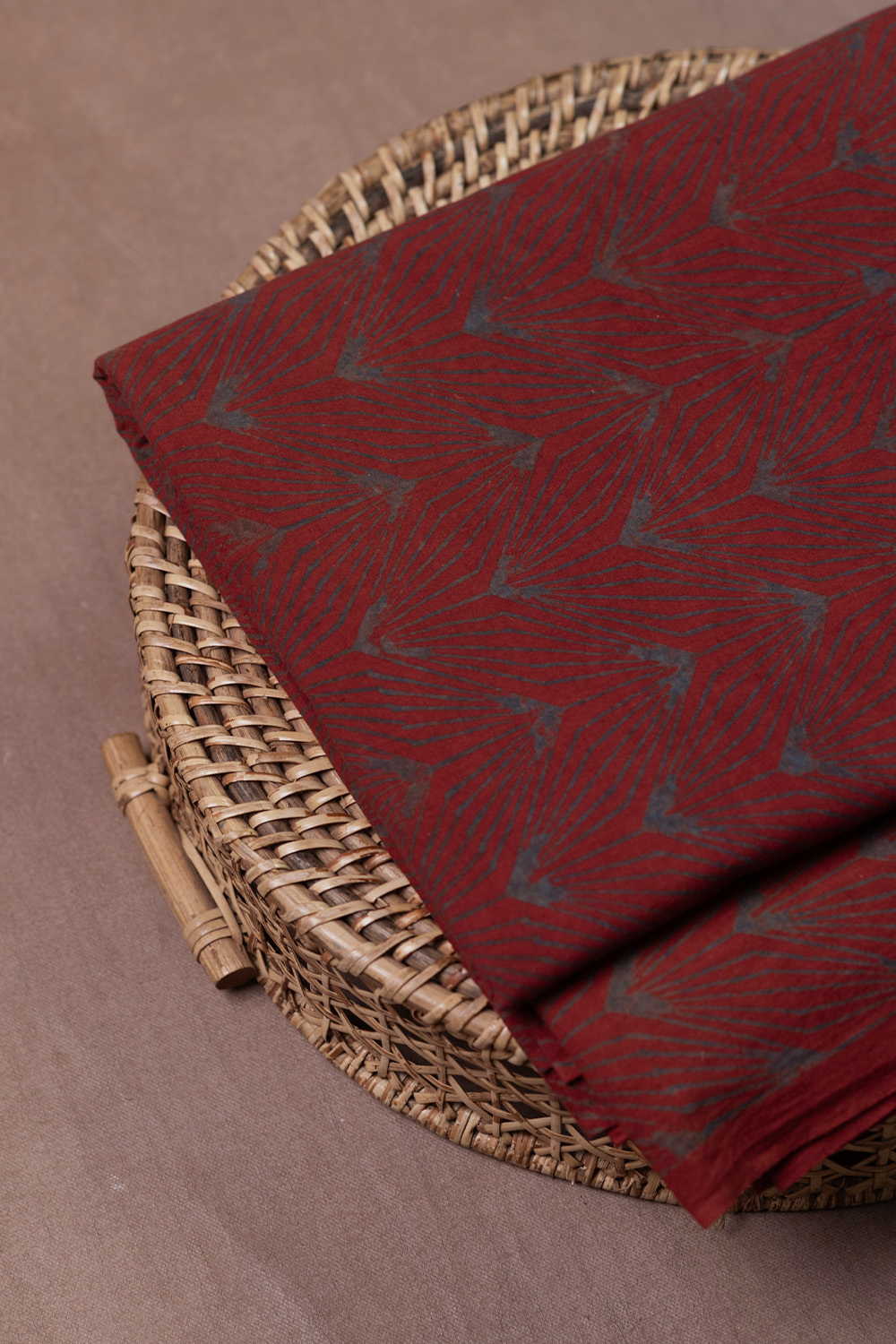 Faded Maroon Ajrak Cotton Fabric