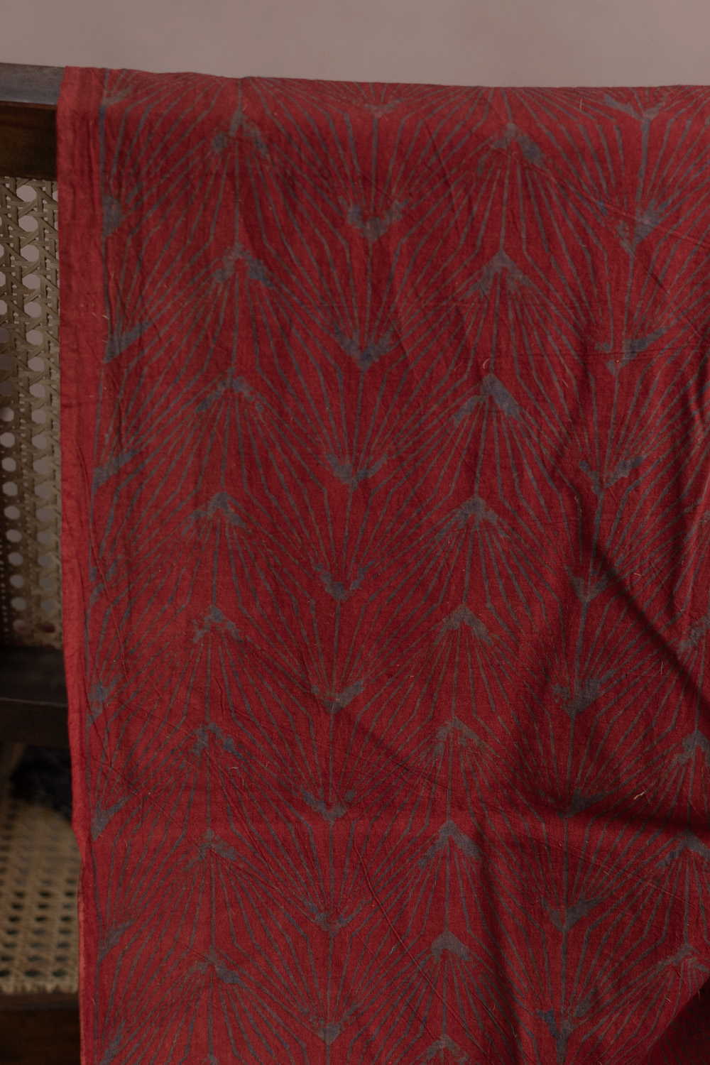 Faded Maroon Ajrak Cotton Fabric - Image 3
