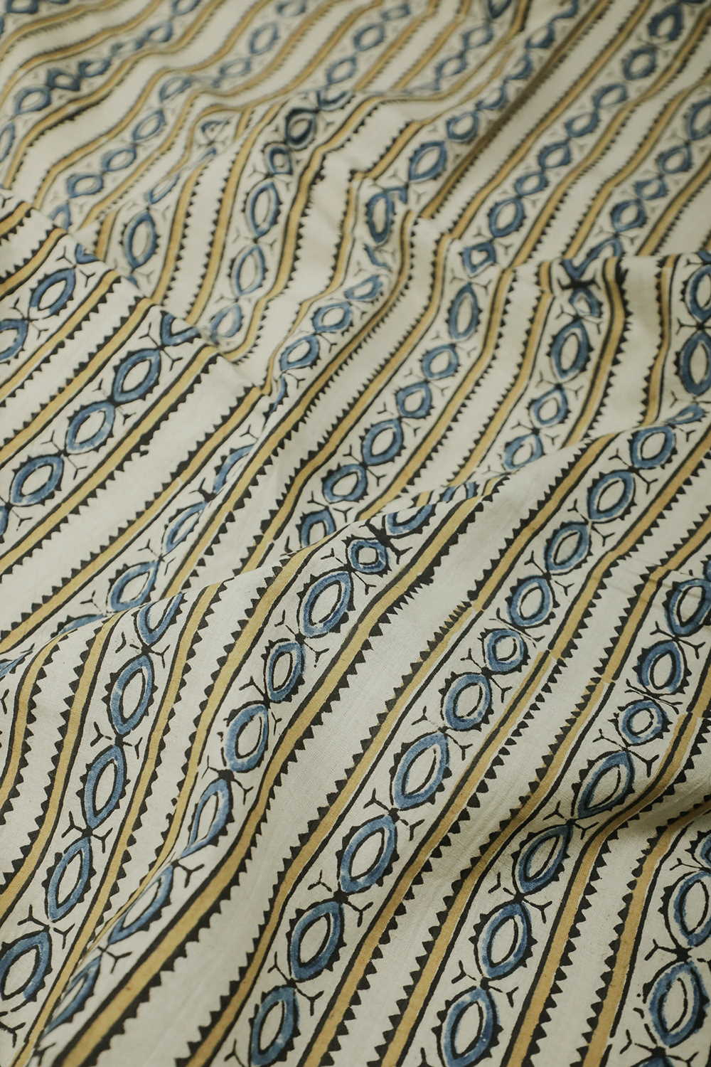 Stripes with Cream Ajrak Cotton Fabric - Image 2