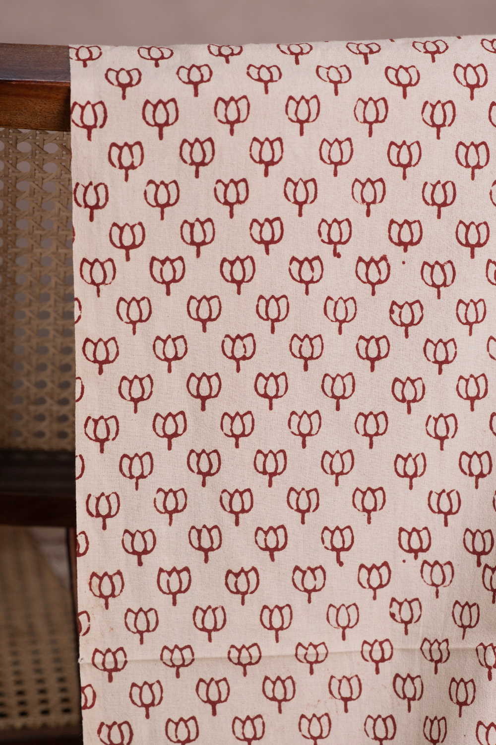 Maroon Lotus - Cream Ajrak Cotton Fabric - Image 2