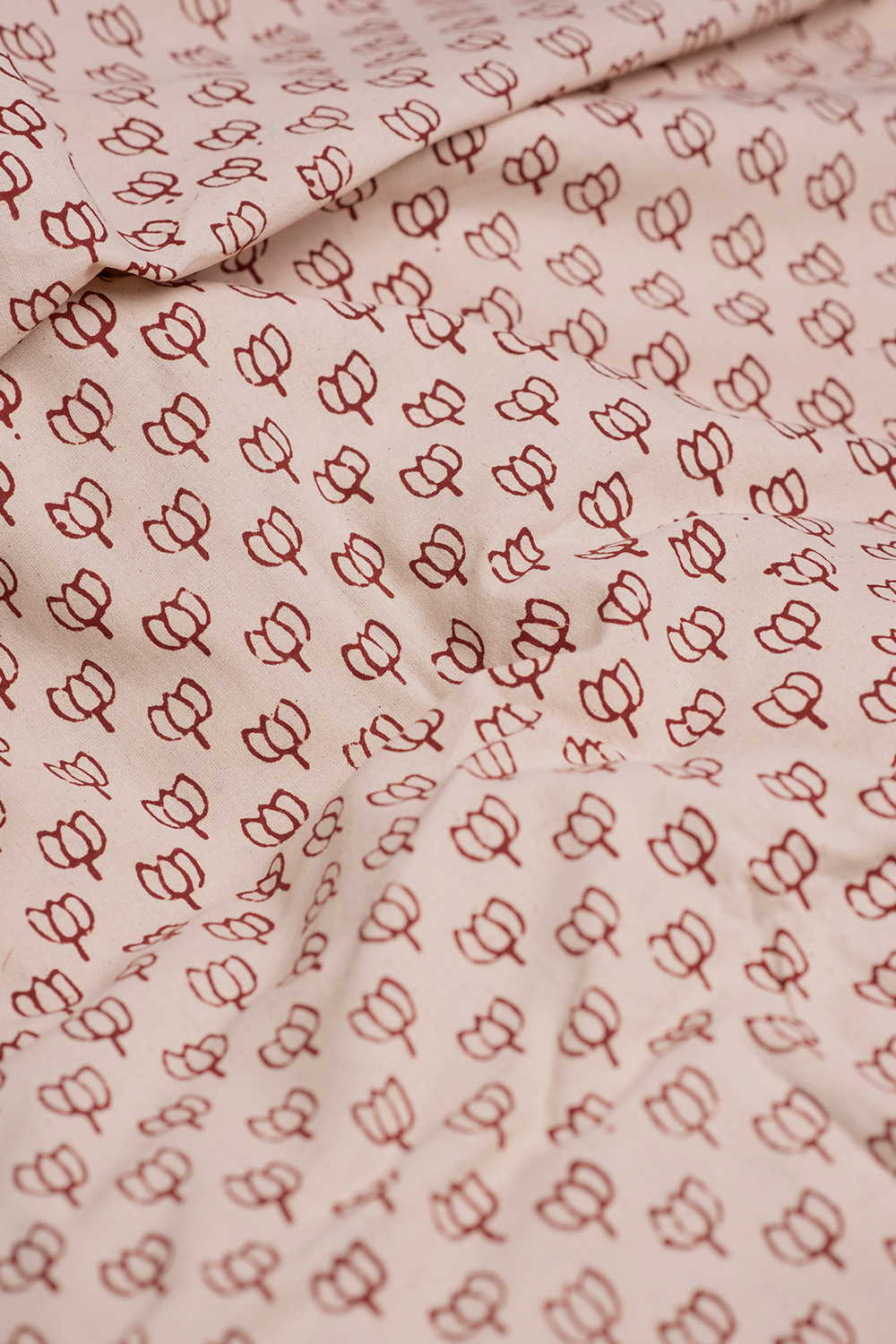 Maroon Lotus - Cream Ajrak Cotton Fabric - Image 3