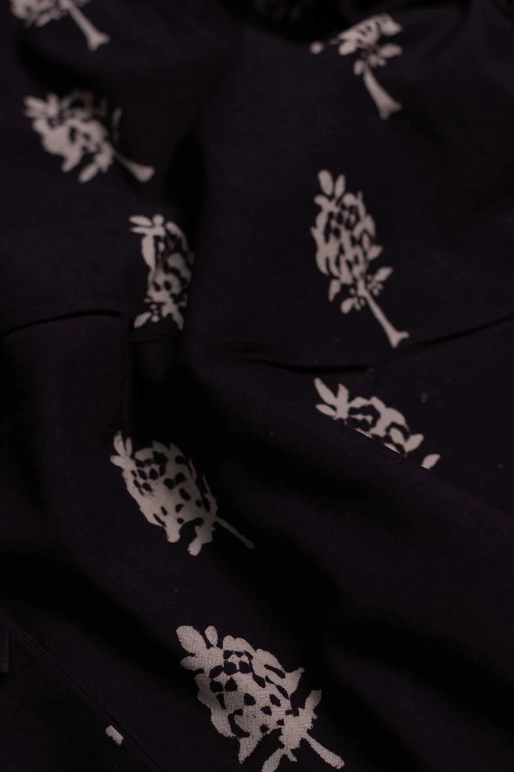 Buttas on Black Ajrak Cotton Fabric - Image 2