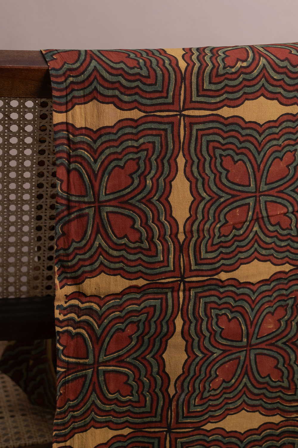 Maroon & Green Pattern Ajrak Cotton Fabric - Image 3
