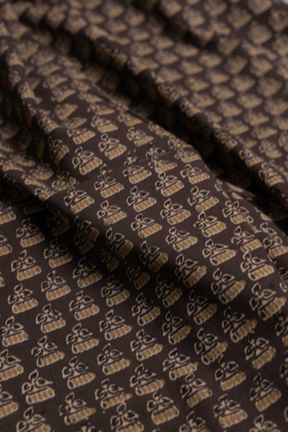 Little Yellow Motifs Ajrak Cotton Fabric - Image 2