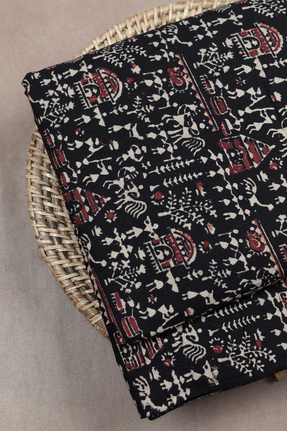 Pleasant Black Ajrak Cotton Fabric - Image 2