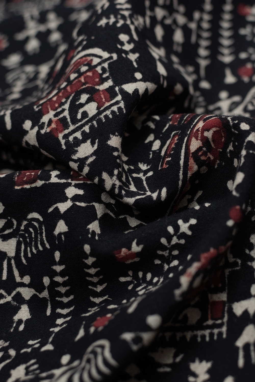 Pleasant Black Ajrak Cotton Fabric - Image 3