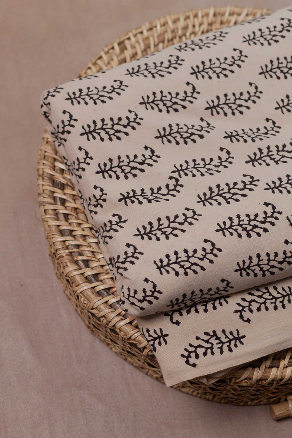 Cream with Motifs Ajrak Cotton Fabric - Image 3