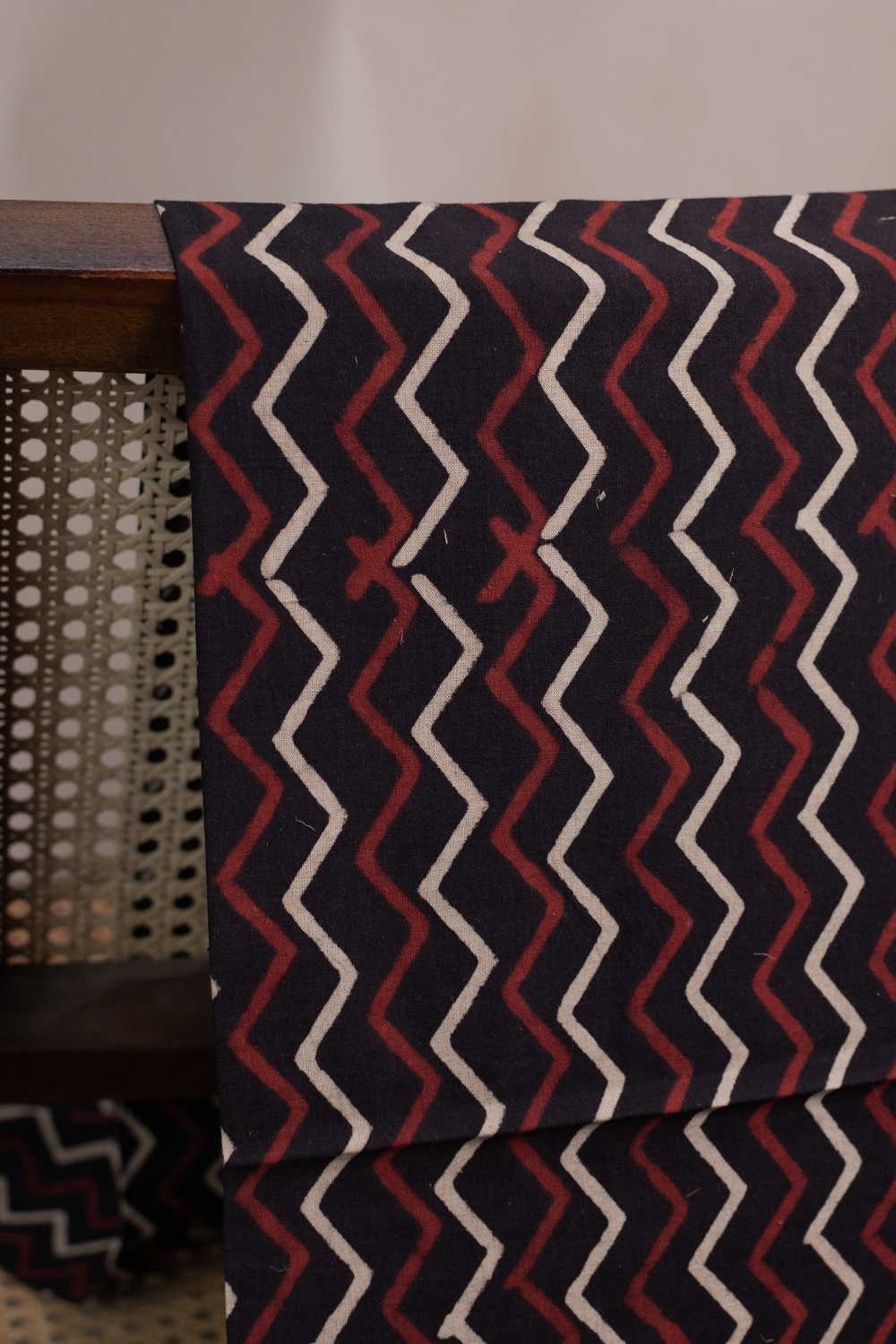 Zig Zag Pattern Ajrak Cotton Fabric