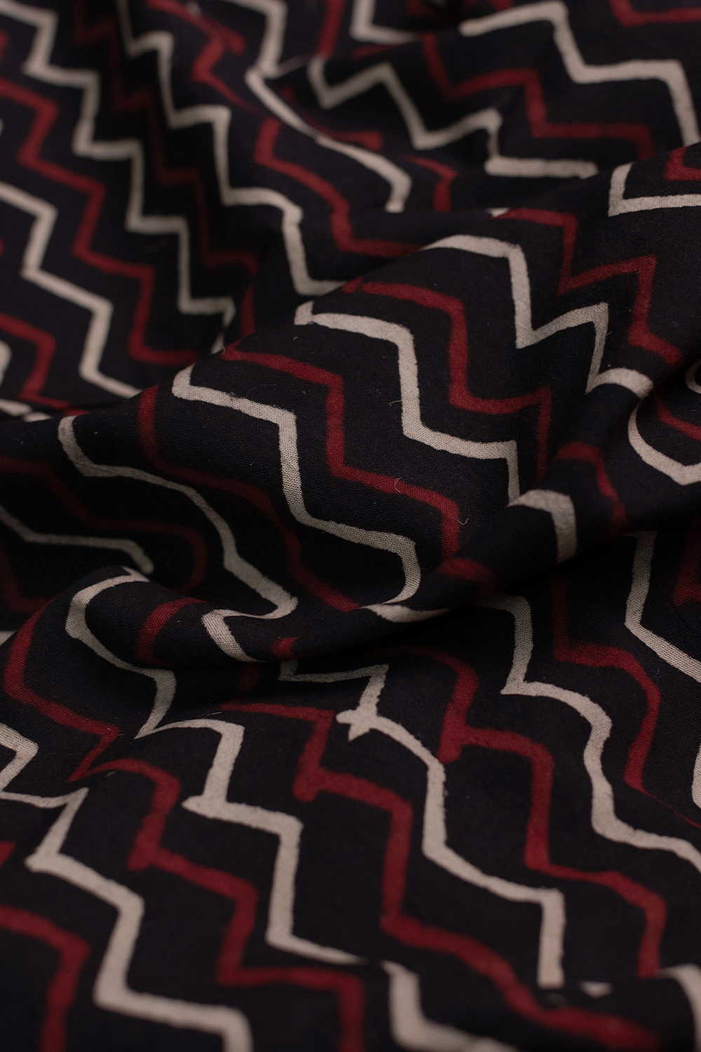 Zig Zag Pattern Ajrak Cotton Fabric - Image 2