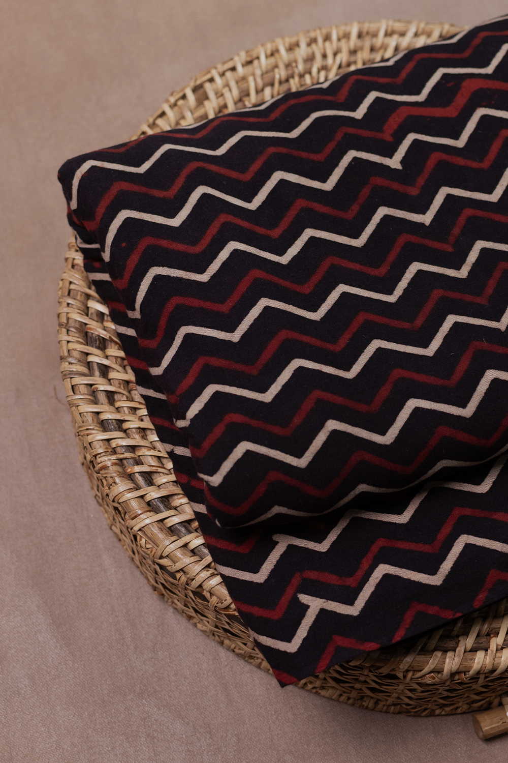Zig Zag Pattern Ajrak Cotton Fabric - Image 3