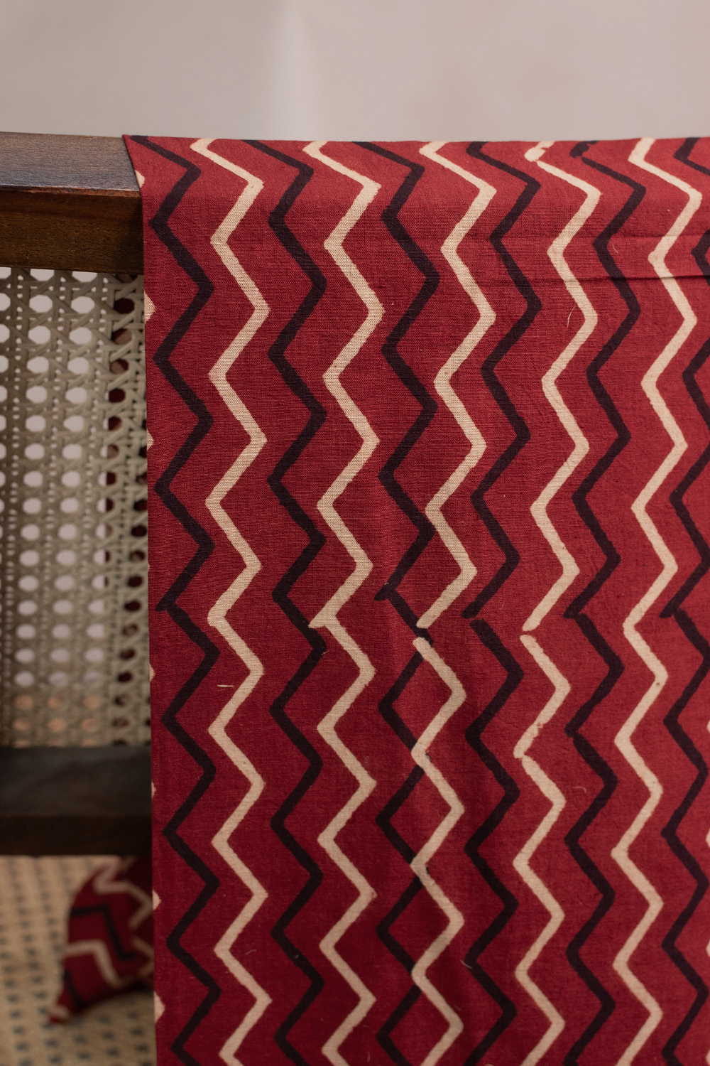 Zig Zag - Maroon Ajrak Cotton Fabric