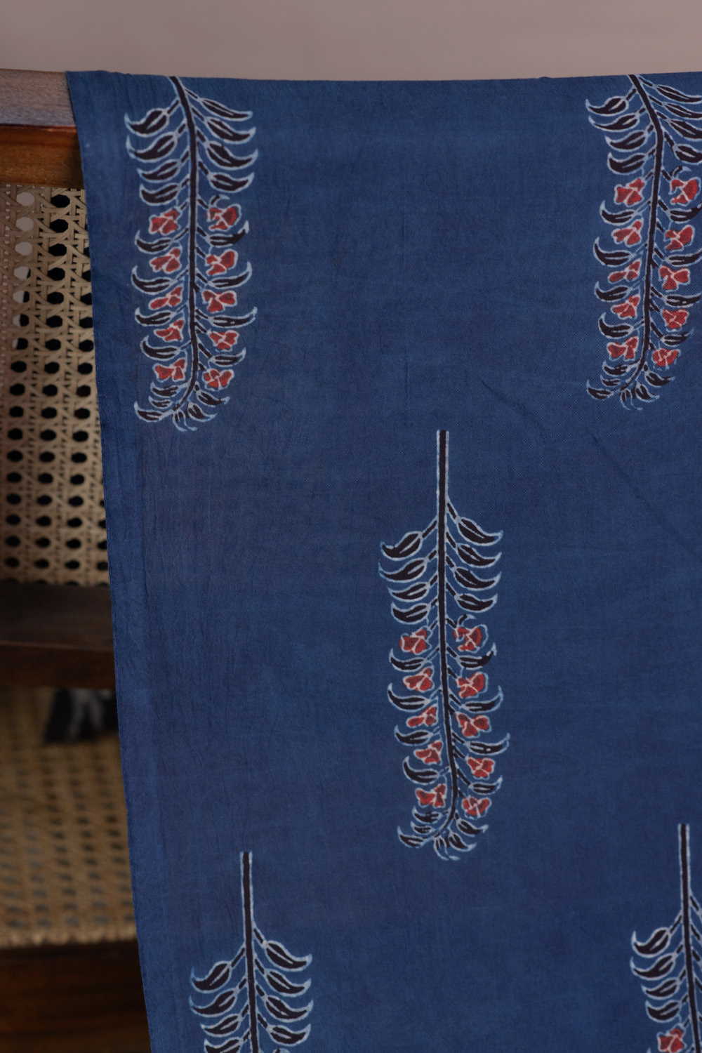 Dark Indigo Ajrak Cotton Fabric - Image 2