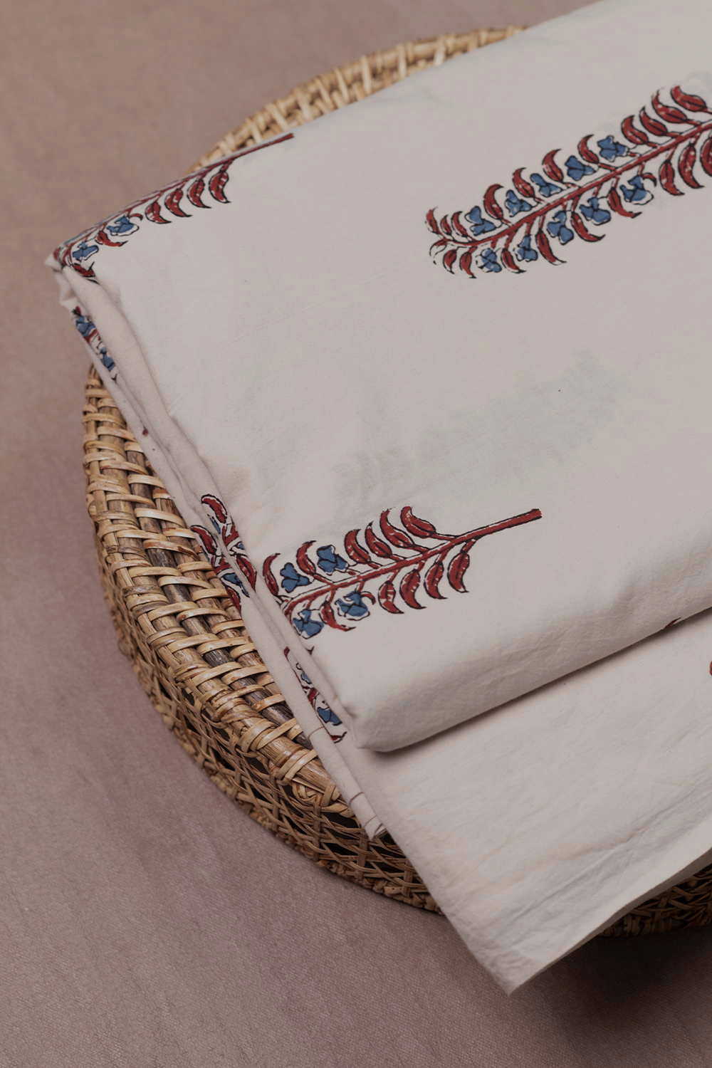 Cream - Big Butta Ajrak Cotton Fabric