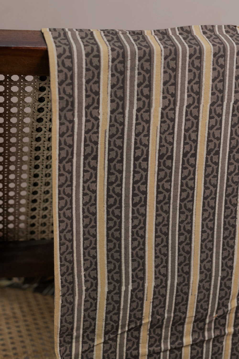 Striped Floral Pattern Ajrak Cotton Fabric