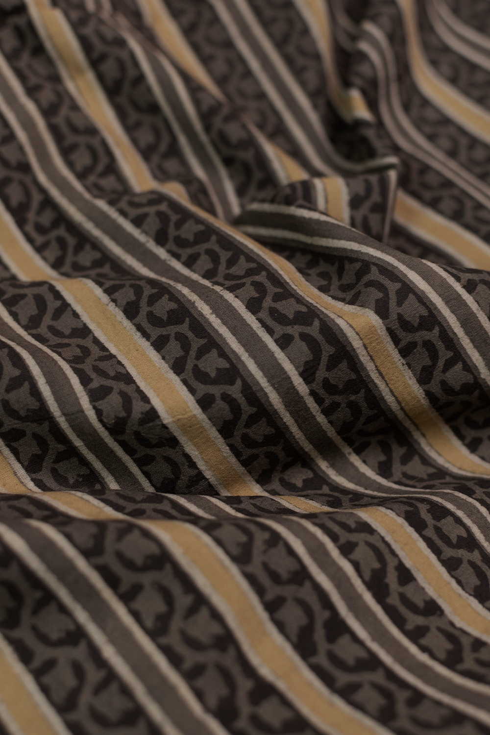 Striped Floral Pattern Ajrak Cotton Fabric - Image 2