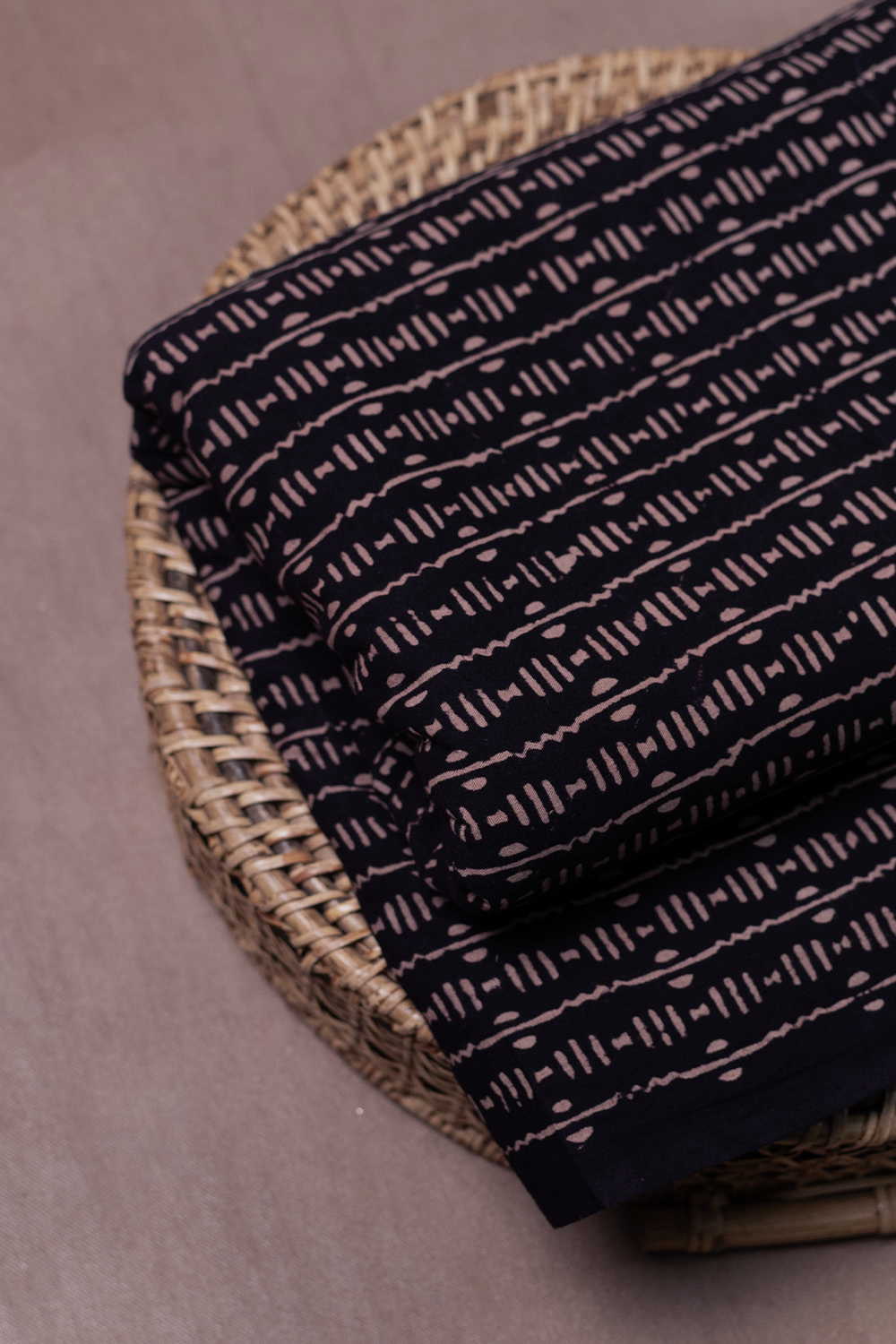 Black with Patterns Ajrak Cotton Fabric - Image 2