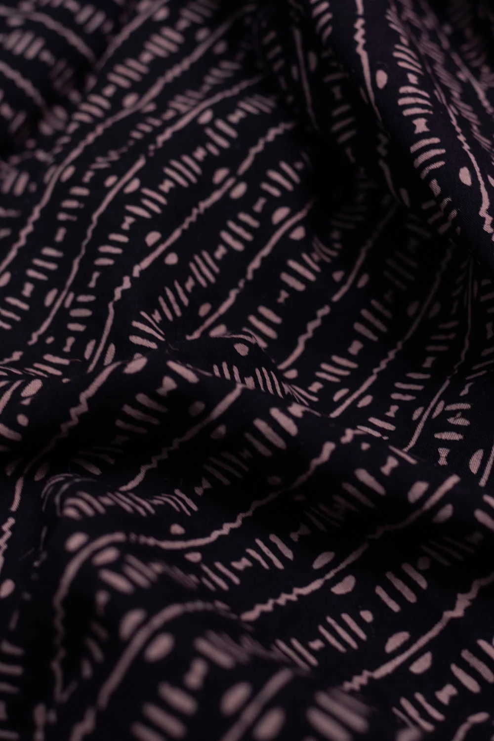 Black with Patterns Ajrak Cotton Fabric - Image 3