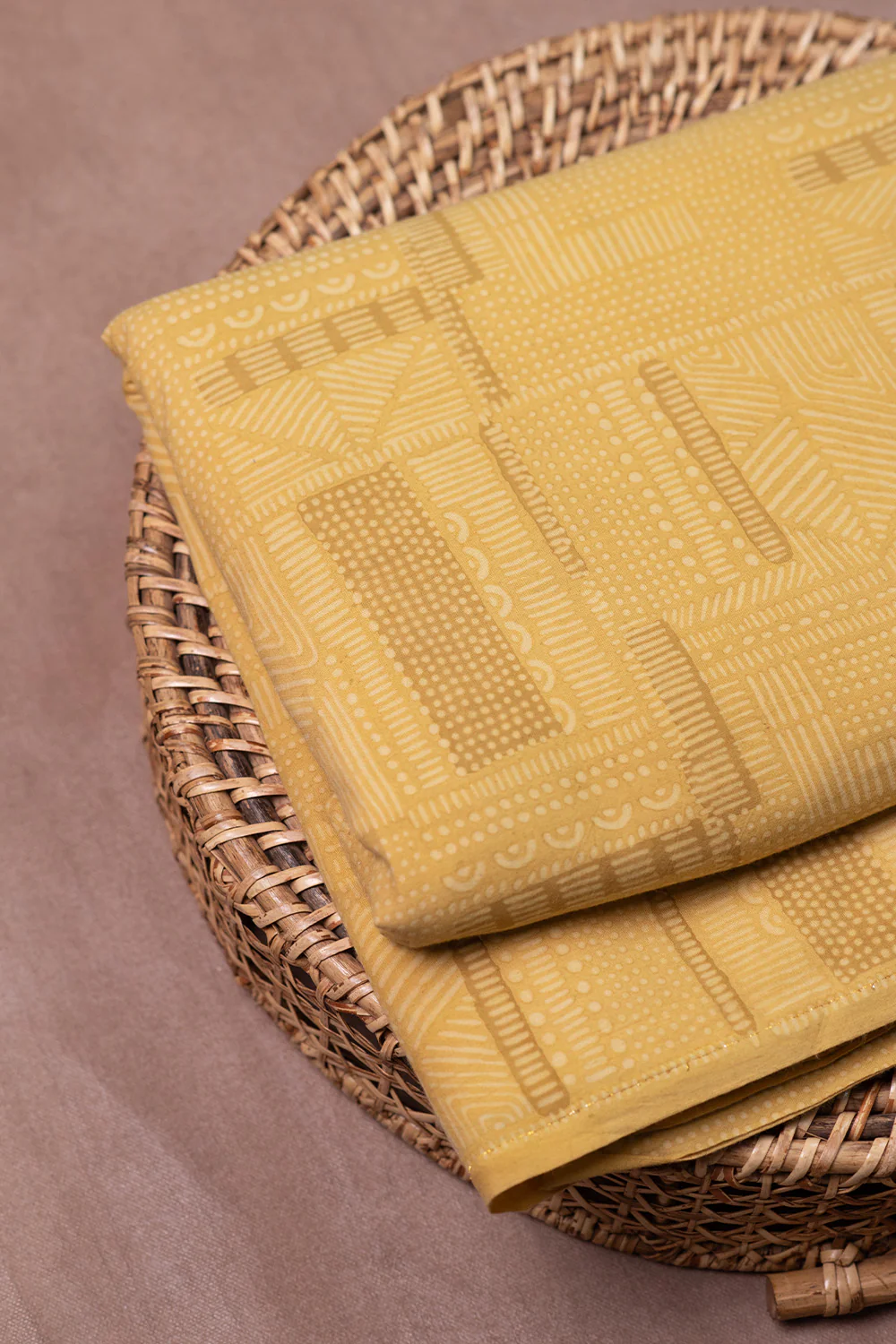 Yellow Ajrak Cotton Fabric