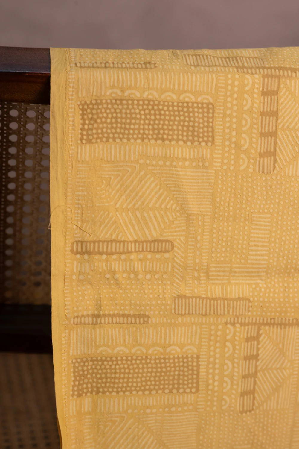 Yellow Ajrak Cotton Fabric - Image 2