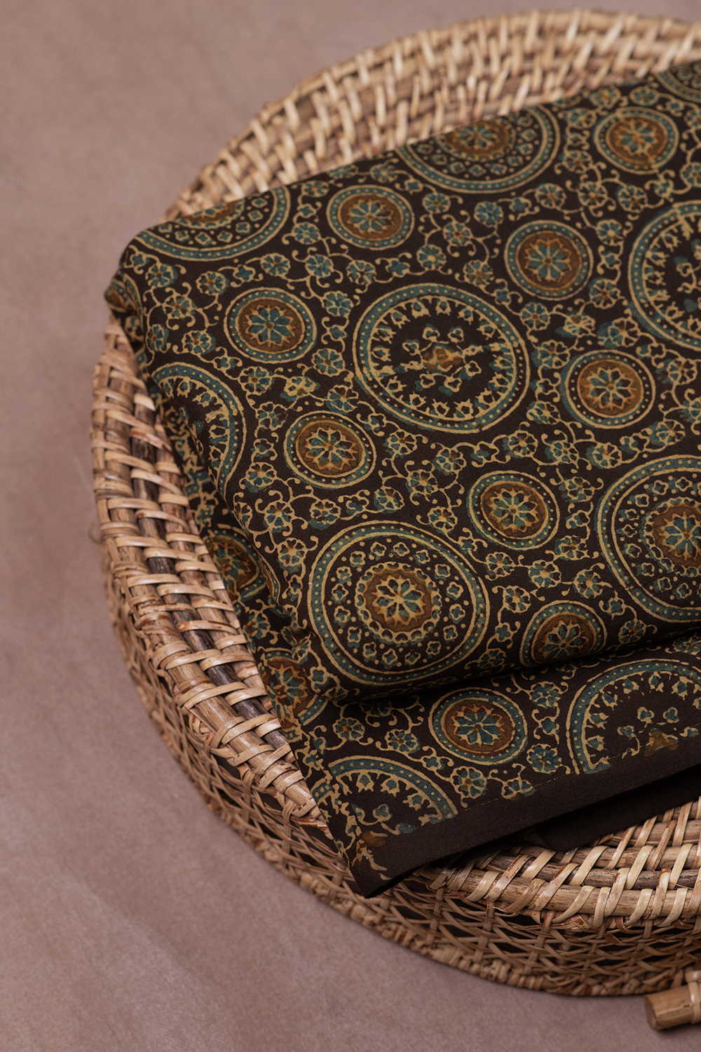 Brown Ajrak Cotton Fabric