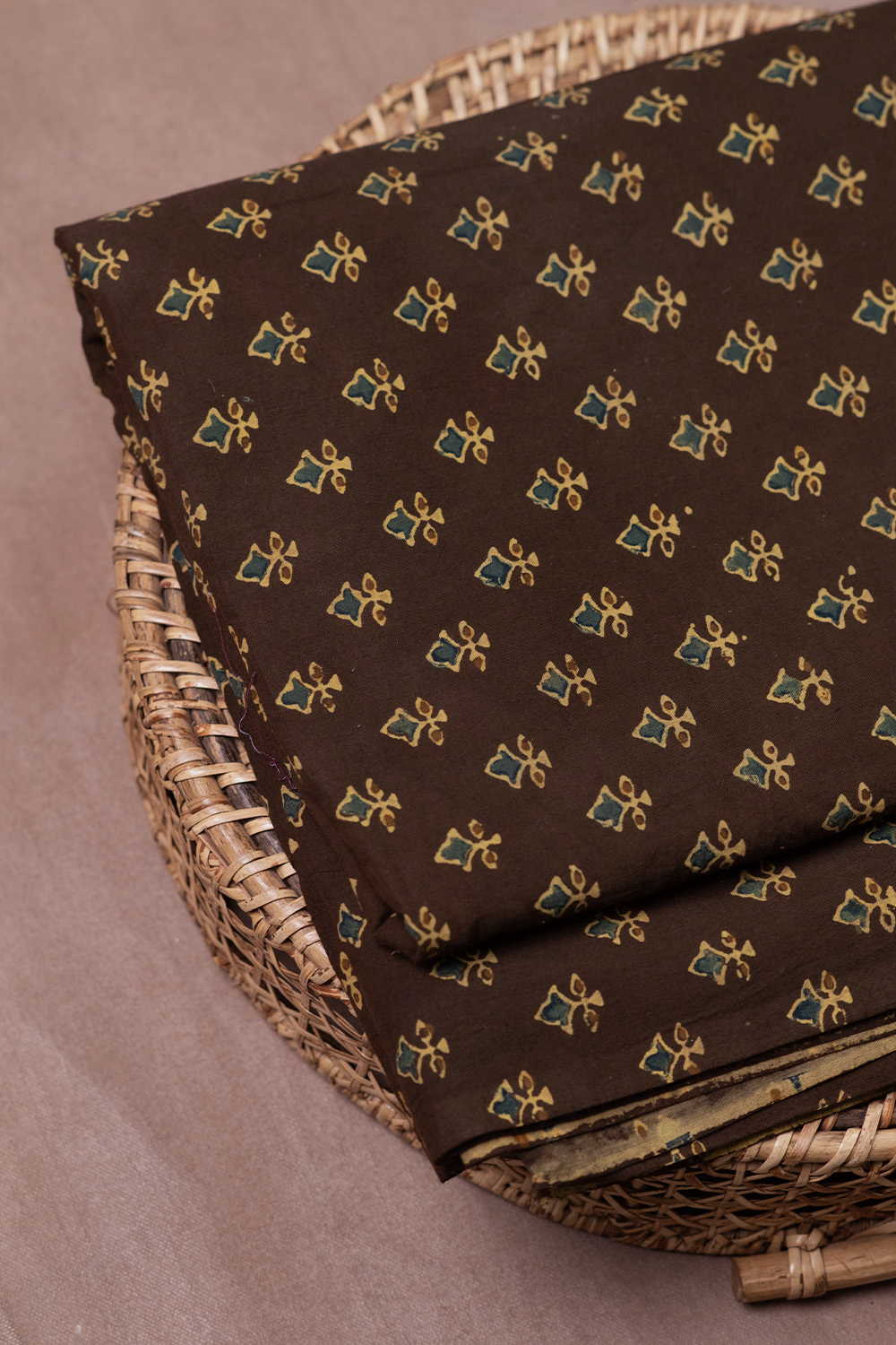 Motifs on Brown Ajrak Cotton Fabric