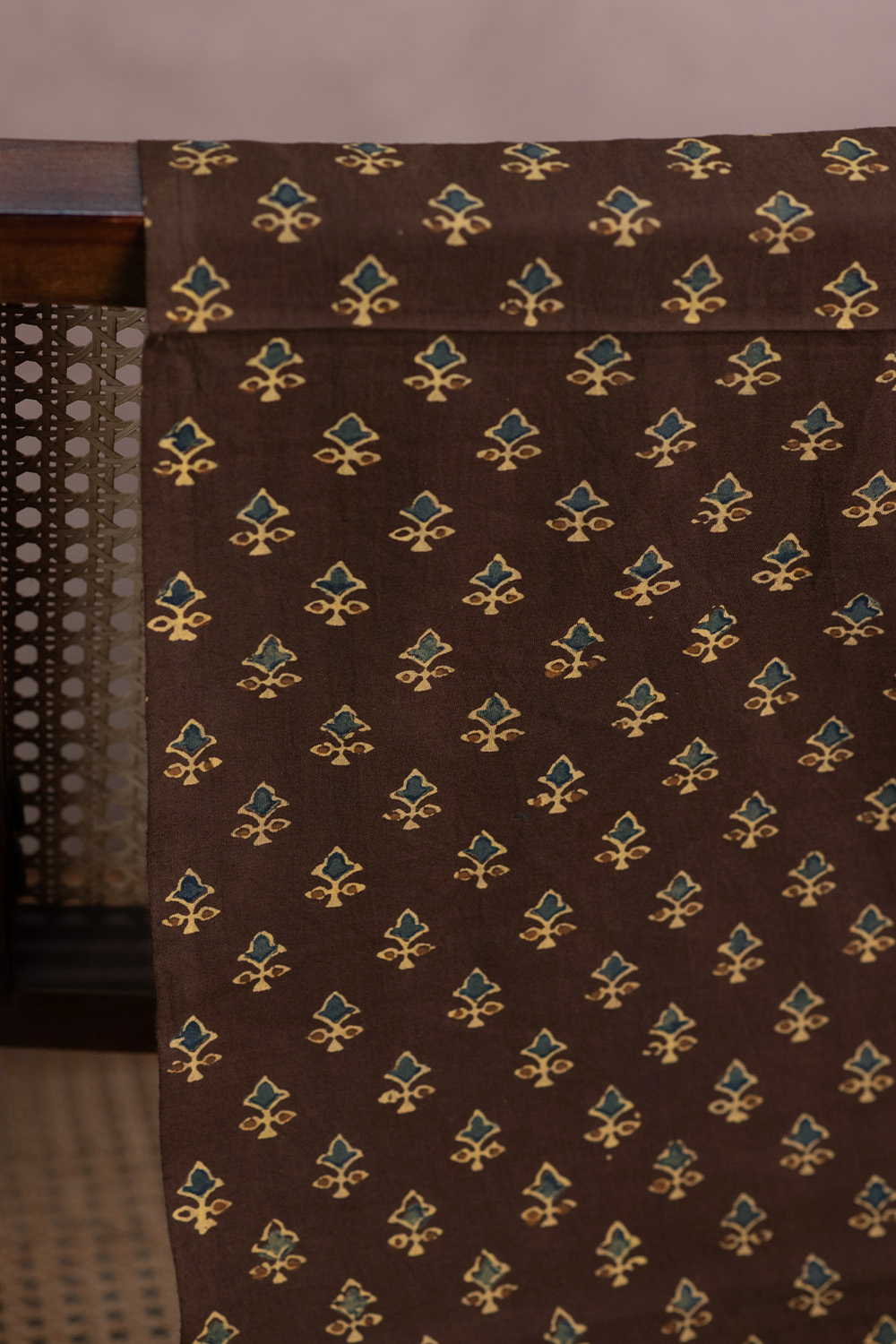 Motifs on Brown Ajrak Cotton Fabric - Image 2