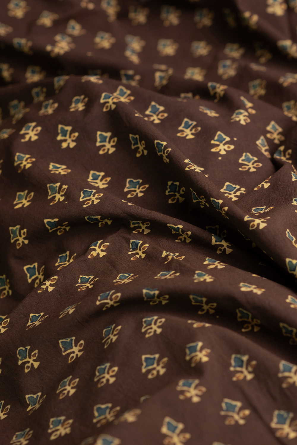 Motifs on Brown Ajrak Cotton Fabric - Image 3