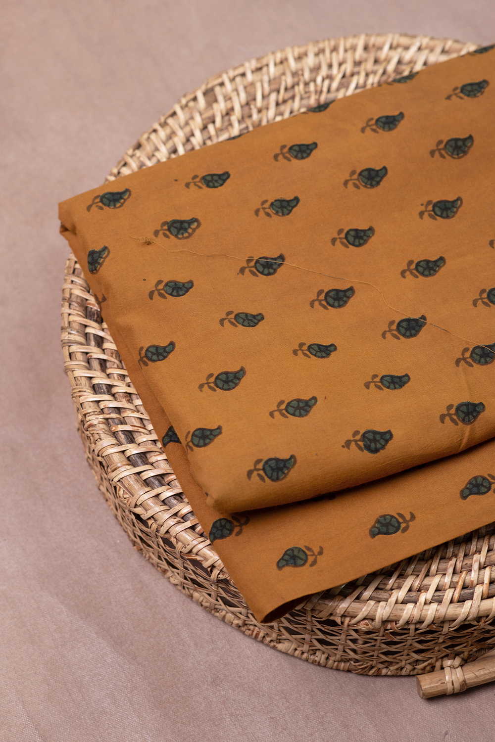 Medium Yellow Ajrak Cotton Fabric