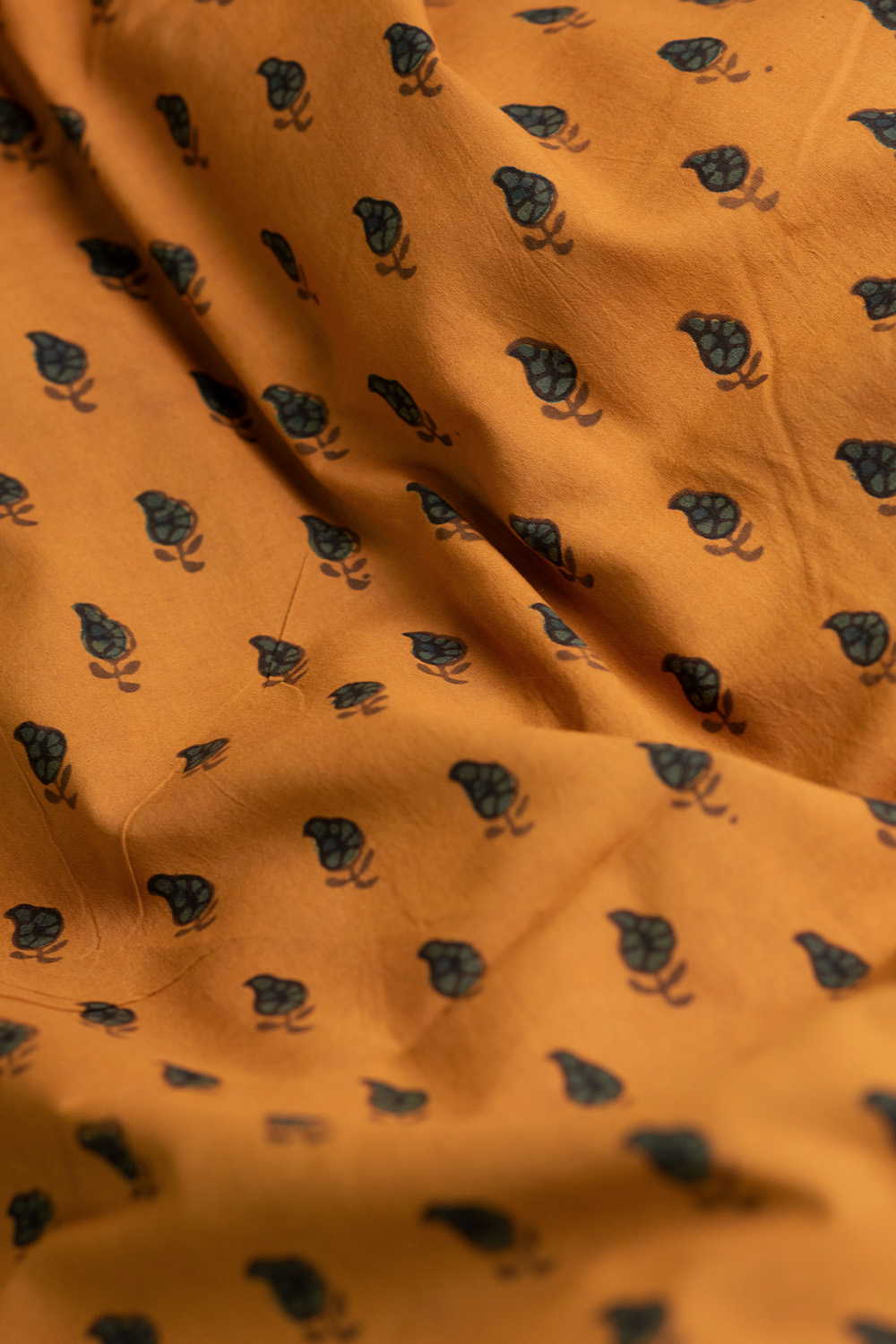 Medium Yellow Ajrak Cotton Fabric - Image 3
