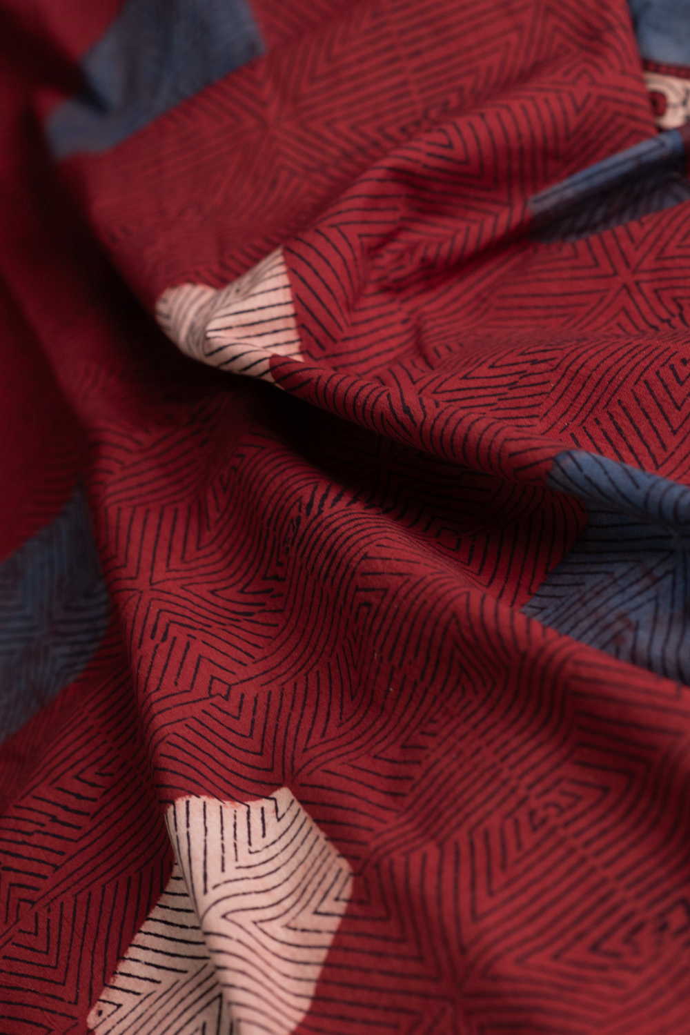 Geometric Pattern - Maroon Ajrak Cotton Fabric - Image 3
